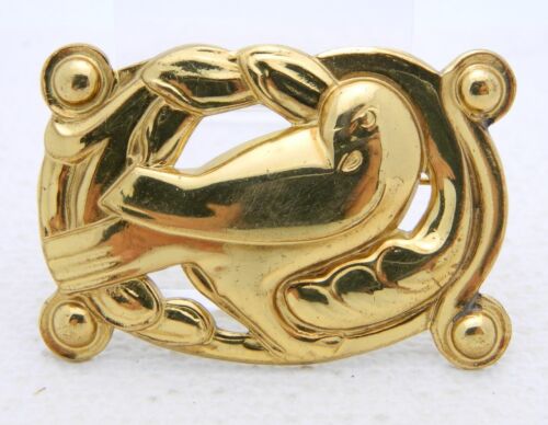 VTG 1940s CORO STERLING Gold Vermeil Bird Pin Bro… - image 1