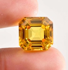 19x19 MM Natural Yellow Ceylon Sapphire Square Cut Loose Gemstone GIT Certified