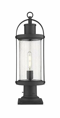 Z-Lite 569PHM-553PM-BK Roundhouse 1 Light 23 inch Black Outdoor Pier Mount - Picture 1 of 1