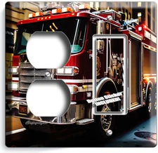 FIRE TRUCK SIRENS NEW YORK CITY LIGHT SWITCH OUTLET WALL PLATE FIREFIGHTER DECOR