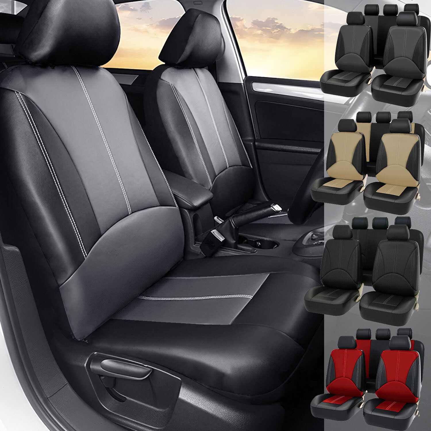 For Hyundai Car Seat Covers Full Set Leather 5Sits Front Rear