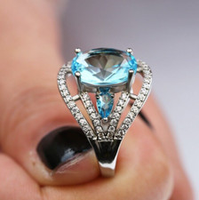 2.5 CT Simulated Aquamarine traditional Ring 925 Silver Plated Husband Gift Ring