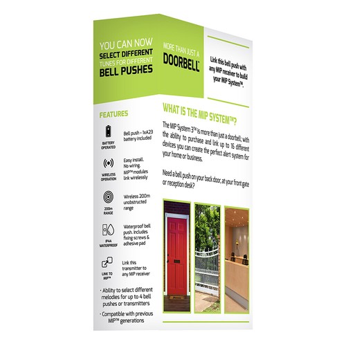 Lloytron Door Bell Wireless Push Button MIP3 Linkable Doorbell - Grey - Picture 5 of 12