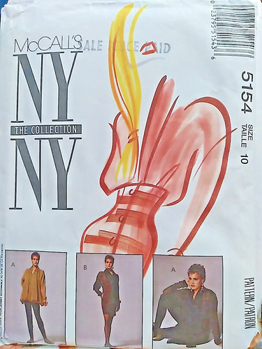 McCalls Pattern NY NY 5154 SIZE 10 Halter Vest, Blouse, Skirt, Leggings, new