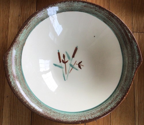 6 Blue Ridge Southern Pottery 7" Soup/Cereal Bowls Handpainted Cattails Nice EUC - Picture 3 of 8