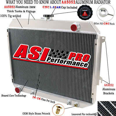 ASI 4 Row Aluminum Radiator For 1968-1974 Dodge Challenger Plymouth Road Runner