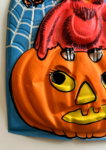 Vintage HALLOWEEN OWL PUMPKIN SPIDER Wall Decor Plastic 3-D - Picture 2 of 7
