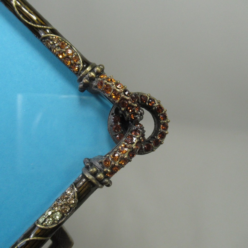 Tizo Link Jeweled Crystals Picture Photo Frame 4" x 6" Enamel Ornate