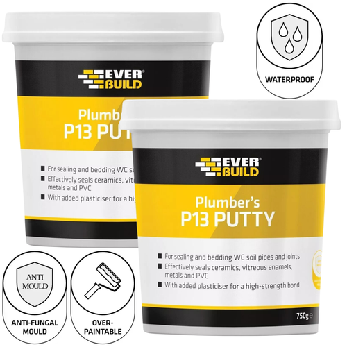 EVERBUILD - 113 PLUMBERS PUTTY - 750g - Ready Mixed, Waterproof, Non ...