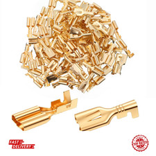 Female Spade Quick Splice Crimp Terminals 6.3Mm Non-Insulated 100 Pcs