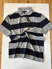Tommy Hilfiger Polo Men s Large Navy And Gray 74.50 Slim Stretch