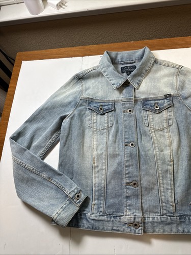 Lucky Brand Denim Trucker Jacket Womens Embroidered Faded Blue Sz-M #495 - Picture 5 of 17