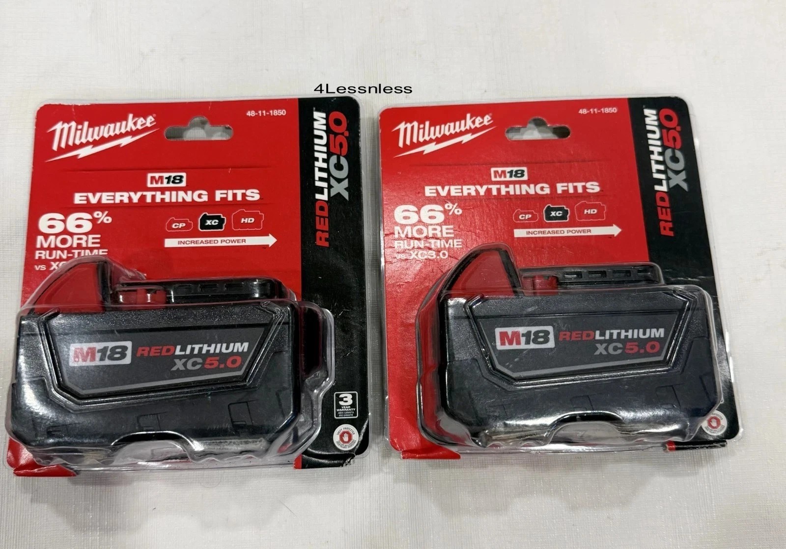 Milwaukee genuine 48-11-1850 M18 REDLITHIUM XC5.0 Extended Capacity Battery 2-PK
