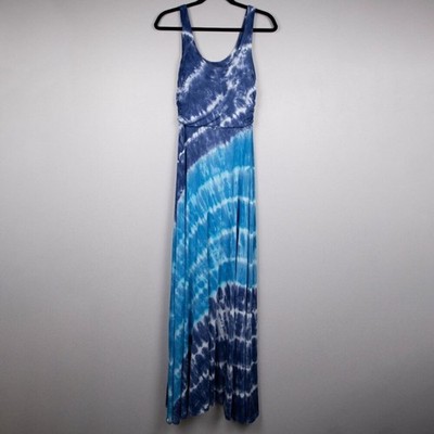 Green Dragon blue tie dye sleeveless maxi dress-S | eBay