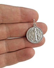 925 Sterling Silver 20mm Saint Benedict Pendant/Medalla de Plata de San Benito#1