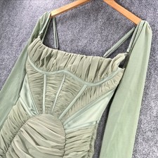 House Of CB Freya Dress Womens M Sage Green Night Out Long Sleeve