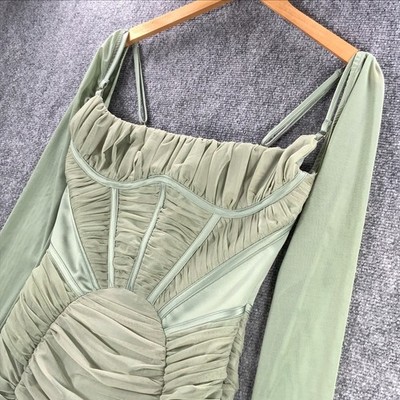 House Of CB Freya Dress Womens M Sage Green Night Out Long Sleeve | eBay