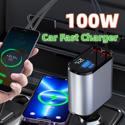 Metal Car Charger Super Fast Charging   USB & Type-C Cigarette Lighter Adap