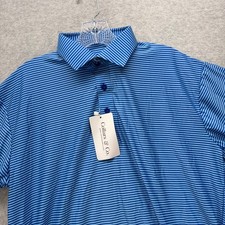 Collars  Co Dress Collar Polo Shirt Mens M Blue Striped Featherweight Stretch