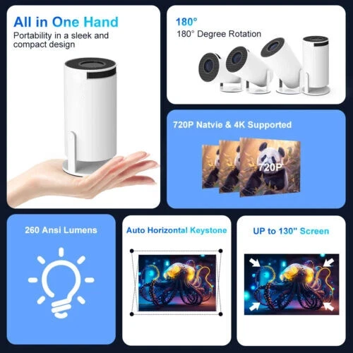Beamer Projektor 4K UHD WiFi Bluetooth Android TV Heimkino Mini Tragbar 2025  - Bild 2 von 4