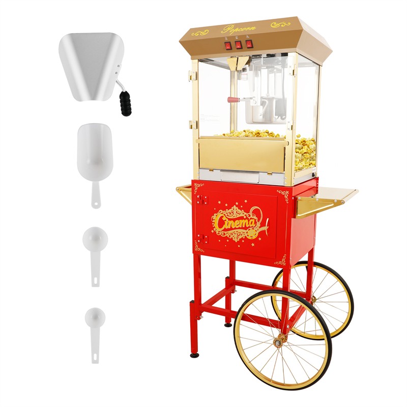16Oz Commercial Popcorn Machine With Cart and 16 Oz Kettle & 3-Switch Control