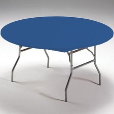 Blue Round Stay Put Elastic Fitted Plastic Tablecloth 60" Tablecloth Tableware