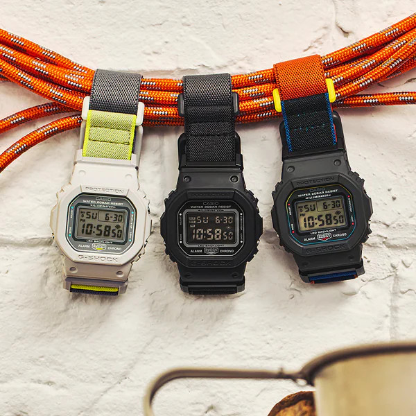 Casio G-SHOCK DW-5600MNC-7A8JF New Cloth Band Series Gray/Neon