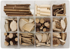 Natural Wood DIY Craft Kit 11 Types of Unfinished Wood Logs, Loose Wood Sticks P