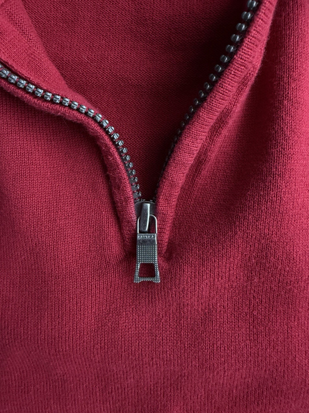 Nautica Men’s Quarter-Zip Sweater Red Size Large Cotton Pullover Knit thumbnail 14