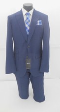 Hugo Boss Blue Pinstripe 100 Virgin Wool Peak Men's Suit 349.99 42R 36W