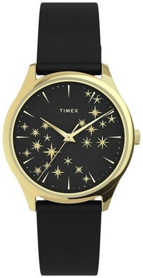 Timex TW2U57300, Women's Starstruck Black Leather Watch,  32MM Case