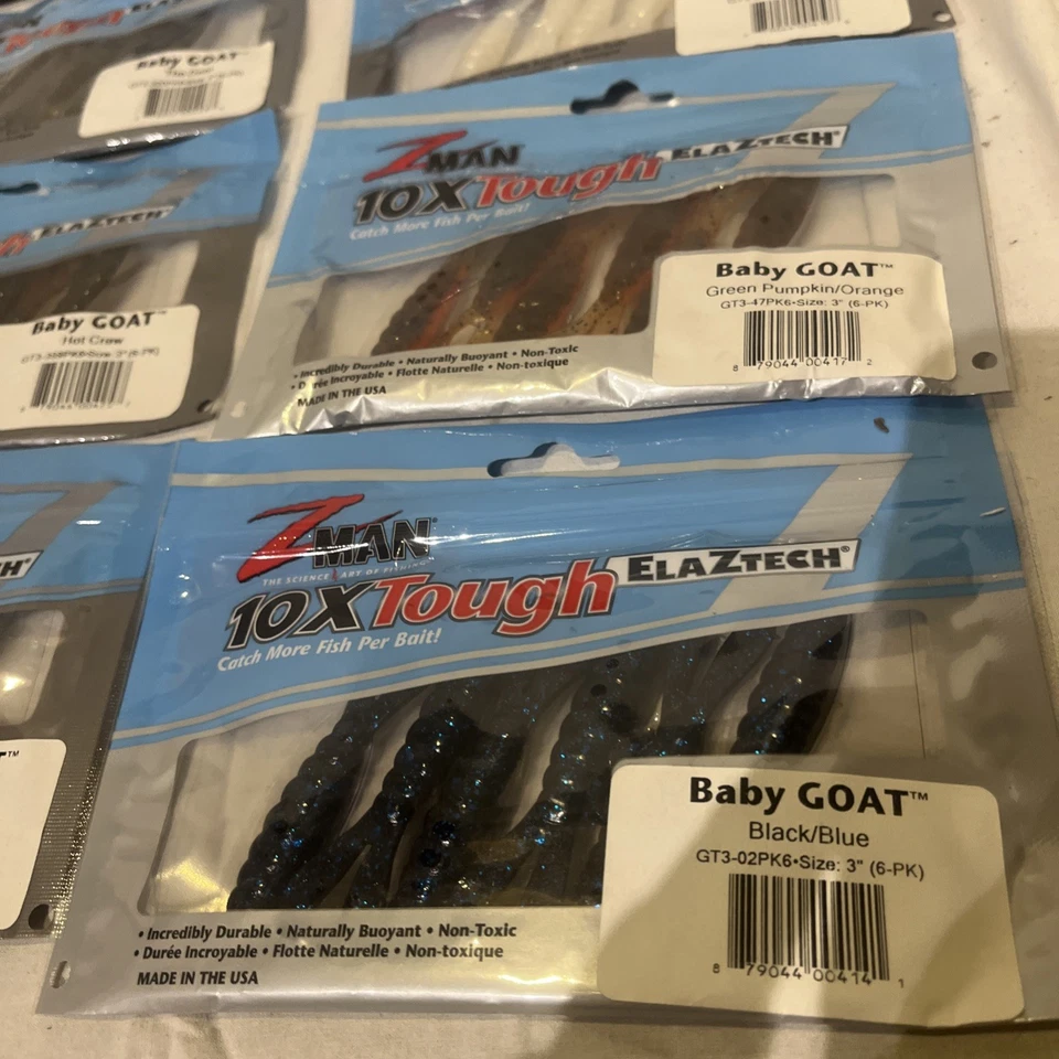 "Lote de 10 paquetes de 6 paquetes Z MAN Baby Goat 10 colores 3"" cada uno" Foto 3 de 4