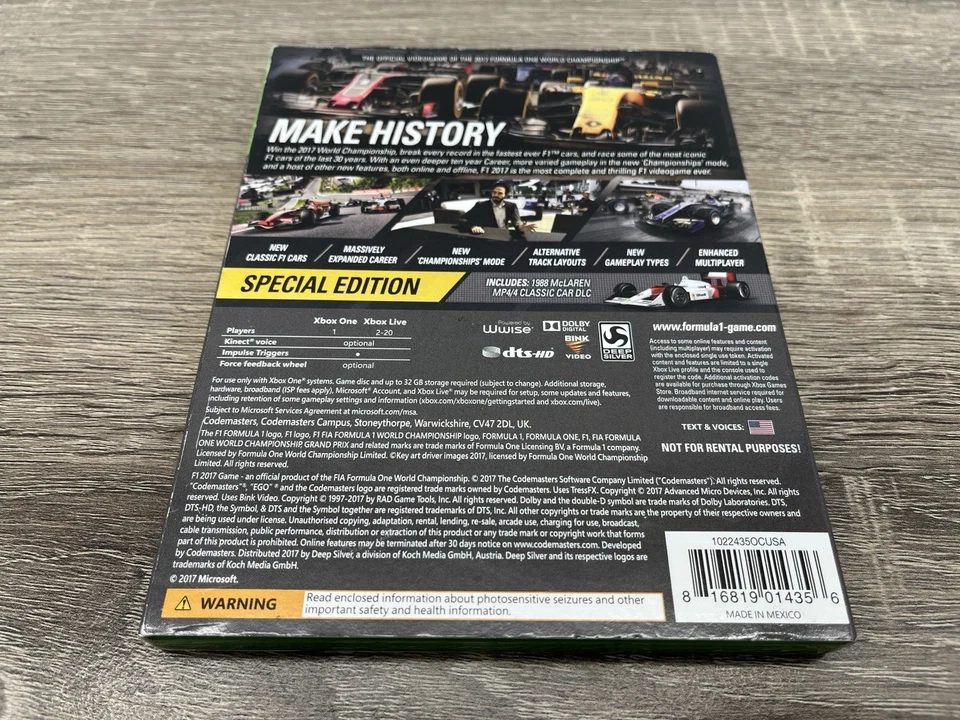 F1 2017: Special Edition (Microsoft Xbox One, 2017) Complete with Slipcover - Image 4 of 4