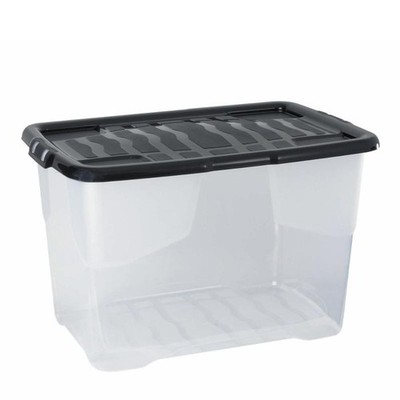STRATA Curve Box - 65 Liter - 60 x 40 x 37cm - transparent mit schwarzem Deckel