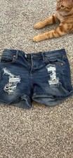 Almost Famous Juniors Size 3 Blue Distressed Denim Cut Off Shorts Pockets