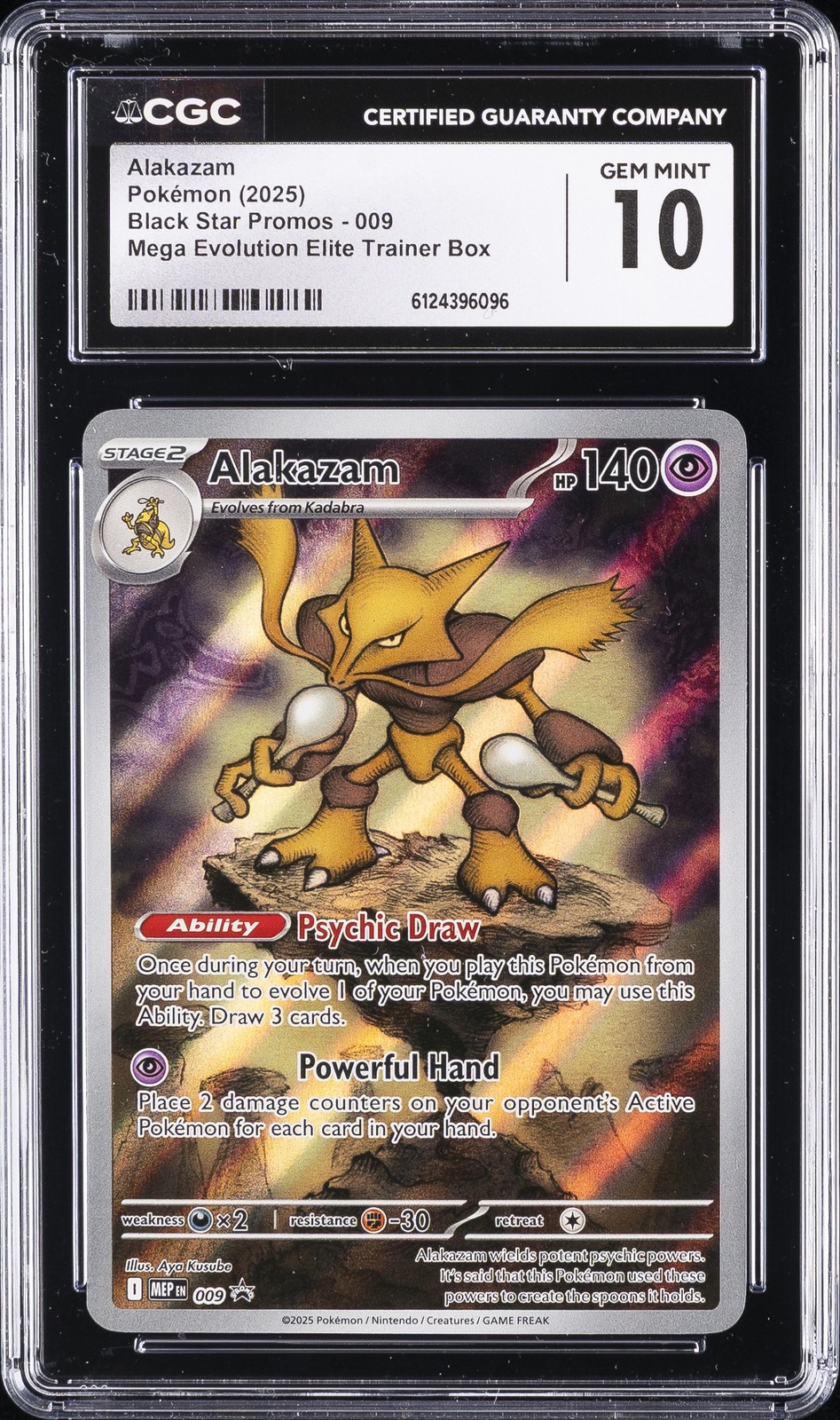 2025 POKEMON MEP EN-ME BLACK STAR PROMO #009 ALAKAZAM CGC 10