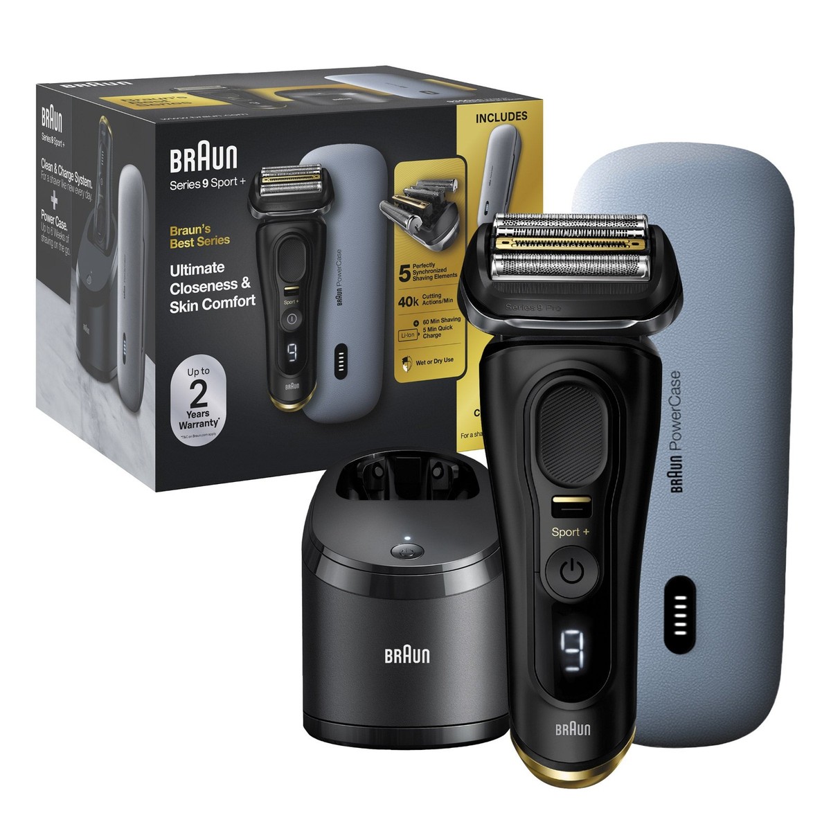 Braun Series 9 Sport + Electric Shaver with Clean and Charge