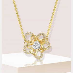 Authentic 925 Sterling Silver Four Leaf Clover Necklace Gold Plated