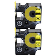 2PK 3/4" Heat Shrink Tube Label Tape Black on Yellow 18058 For Dymo Rhino 5000
