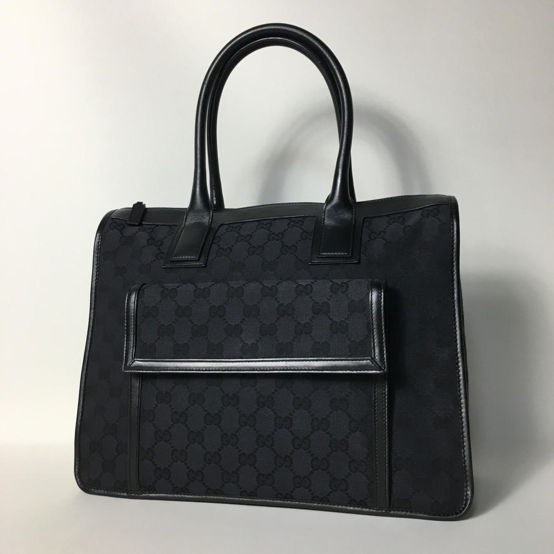 Gucci GG Canvas Handbag in Black Leather 2505 314 Excellent Condition
