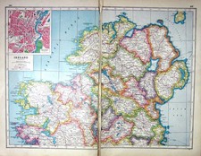 Old Print Hammerton Map C1920 Ireladn Map Belfast Moville Giant'S Causew 20th