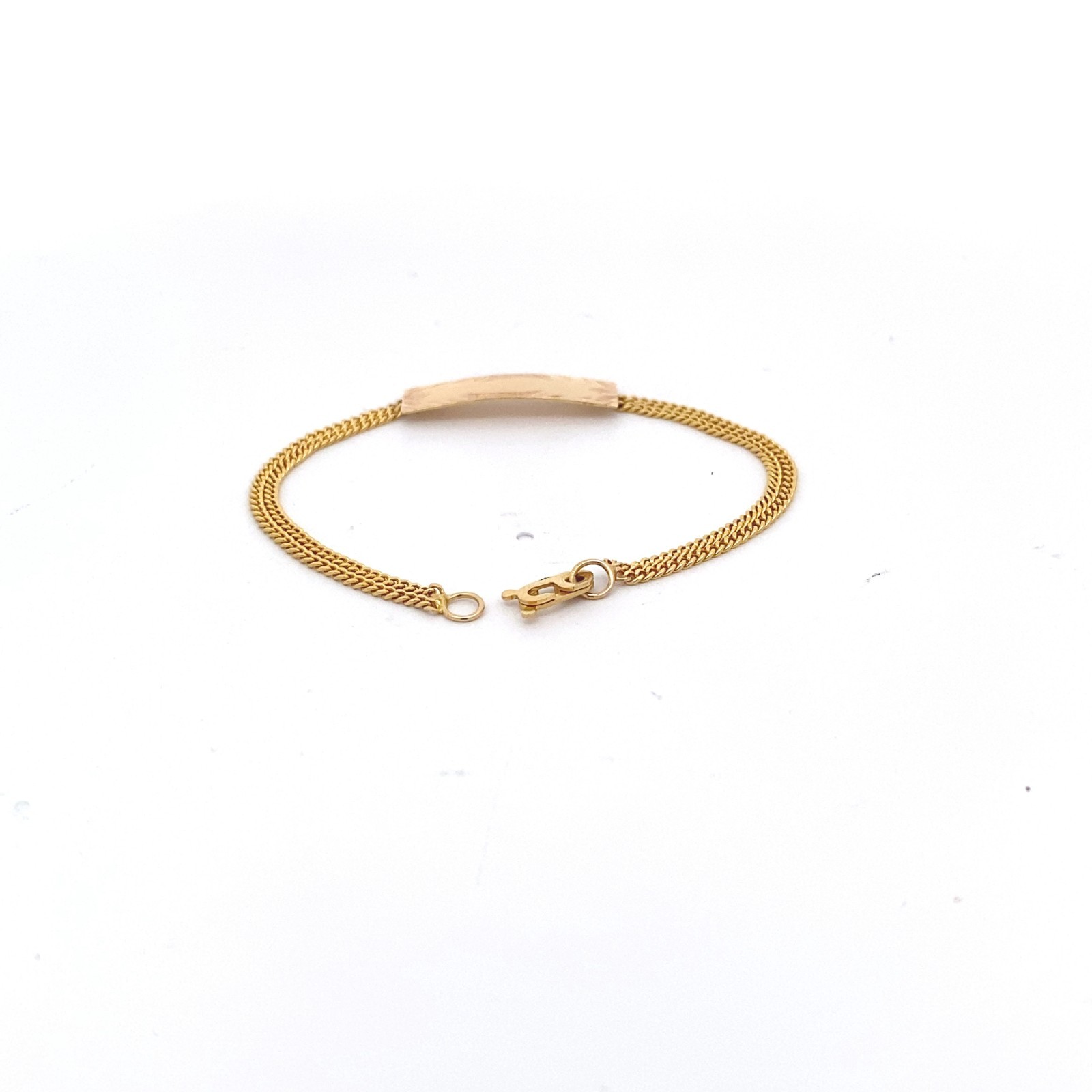 Solid 14k Yellow Gold Rectangular ID Bar Double S… - image 4