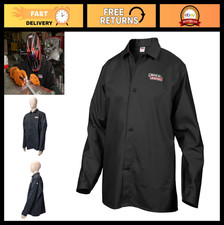 Flame-Resistant Welding Jacket, Black, Heavy-Duty Fabric, Protective Gear, Size