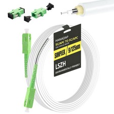 50FT Armored SC/APC to SC/APC Fiber Optic Internet Cable, OS2 Single Mode Pat...