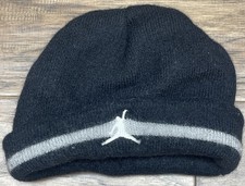 Michael Jordan Black Beanie Hat For Boys W Grey Stripe JD AP