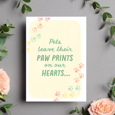 Pets Leave Their Paw Prints On Our Hearts Memorial Card Pet Loss Sympathy Gift