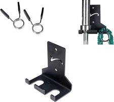 Wall Mount Double Barbell Rack – Vertical Hanger w/ Clips & Screws Olympic Bars