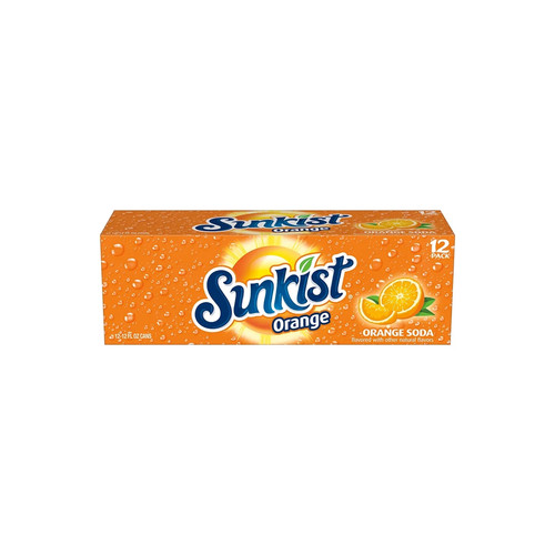 (PACK OF 2) Sunkist Orange Soda Pop, 12 fl oz, 12 Pack Cans - Picture 2 of 7