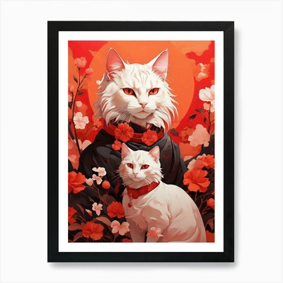 Zwei Katzen Kunstdruck gerahmt Wandbild Poster Leinwanddruck Bild