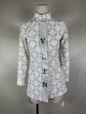 Valentino White Monogram Long Sleeve Top Button Tunic Shirt Size 36